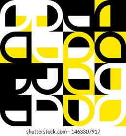 Elegant Grafic pattern with abstract geometric shapes. Black, yellow color. Vector illustration