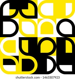 Elegant Grafic pattern with abstract geometric shapes. Black, yellow color. Vector illustration