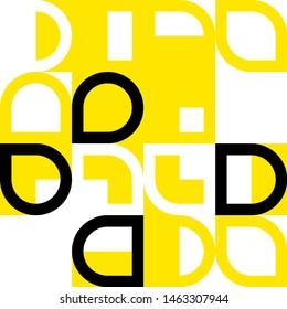 Elegant Grafic pattern with abstract geometric shapes. Black, yellow color. Vector illustration
