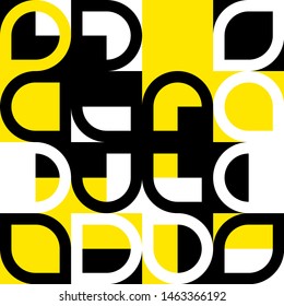 Elegant Grafic pattern with abstract geometric shapes. Black, yellow color. Vector illustration