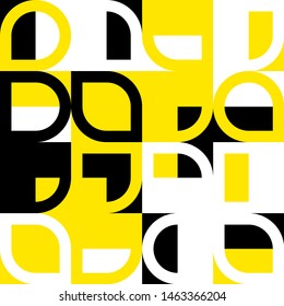 Elegant Grafic pattern with abstract geometric shapes. Black, yellow color. Vector illustration