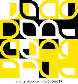 Elegant Grafic pattern with abstract geometric shapes. Black, yellow color. Vector illustration