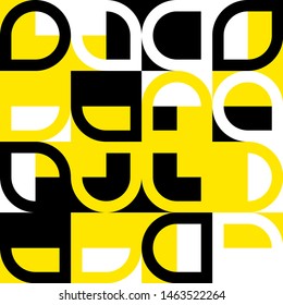 Elegant Grafic pattern with abstract geometric shapes. Black, yellow color. Vector illustration