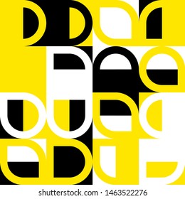 Elegant Grafic pattern with abstract geometric shapes. Black, yellow color. Vector illustration