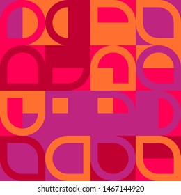 Elegant Grafic pattern with abstract geometric shapes. Purple, pink and orange color. Vector illustration