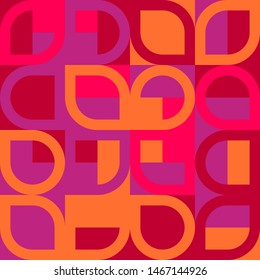 Elegant Grafic pattern with abstract geometric shapes. Purple, pink and orange color. Vector illustration