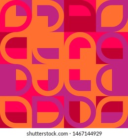 Elegant Grafic pattern with abstract geometric shapes. Purple, pink and orange color. Vector illustration