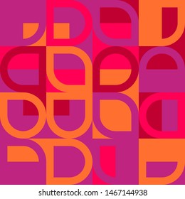 Elegant Grafic pattern with abstract geometric shapes. Purple, pink and orange color. Vector illustration