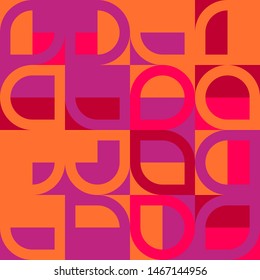 Elegant Grafic pattern with abstract geometric shapes. Purple, pink and orange color. Vector illustration