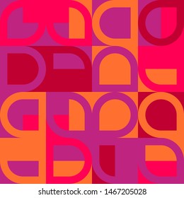 Elegant Grafic pattern with abstract geometric shapes. Purple, pink and orange color. Vector illustration
