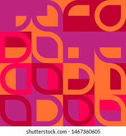 Elegant Grafic pattern with abstract geometric shapes. Purple, pink and orange color. Vector illustration