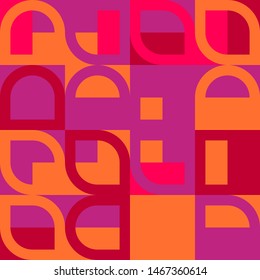 Elegant Grafic pattern with abstract geometric shapes. Purple, pink and orange color. Vector illustration