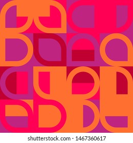 Elegant Grafic pattern with abstract geometric shapes. Purple, pink and orange color. Vector illustration