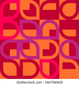 Elegant Grafic pattern with abstract geometric shapes. Purple, pink and orange color. Vector illustration