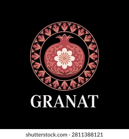 Elegant granat botanical logo design,