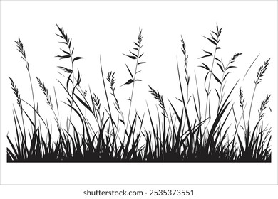 Elegant Grass Silhouette Vector Illustration