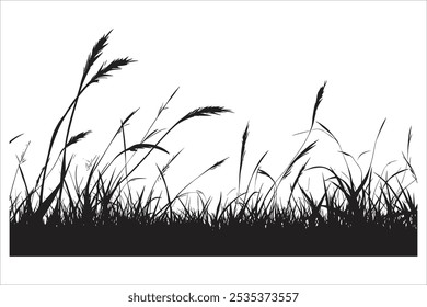 Ilustração de vetor de silhueta de grama elegante