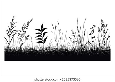 Elegant Grass Silhouette Vector Illustration