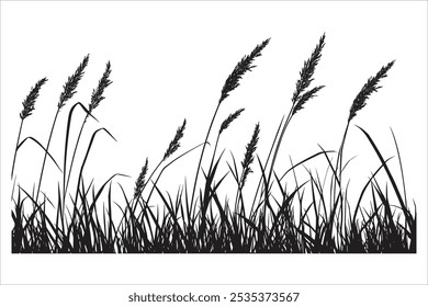 Elegant Grass Silhouette Vector Illustration