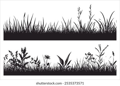 Elegant Grass Silhouette Vector Illustration