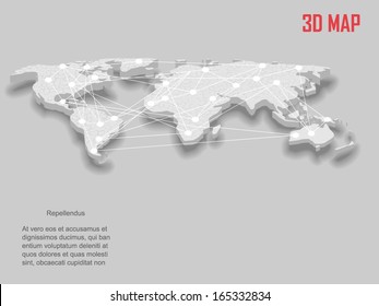 Elegant gray 3d vector World Map