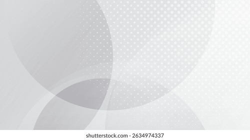Elegant Gray Backdrop with Geometric Overlay of Circles and Halftone Dots, Perfect for Modern Backgrounds and Creative Graphic Design Projects for Print or Web