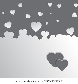 Elegant gray background with hearts. Valentine's Day. Vector Illustration.