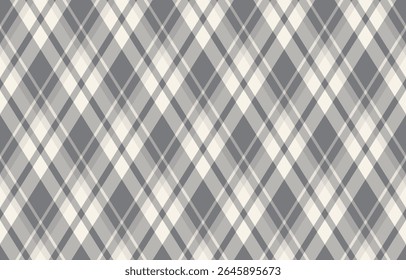 Elegant gray and cream diagonal plaid pattern. Perfect for textile design, website backgrounds, or any project needing a sophisticated, timeless texture.