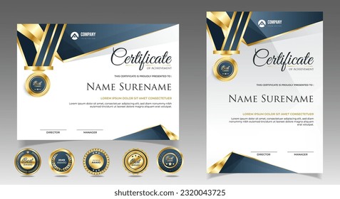 Elegant gray and gold diploma certificate template. vector EPS 10