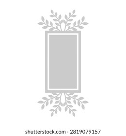 Elegant gray picture frame with leafy branches and white border for photo display