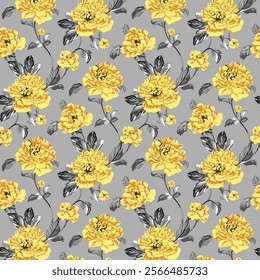 Elegant Gray and White Damask Pattern Seamless Design