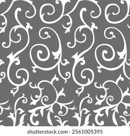 Elegant Gray and White Floral Pattern Seamless Design
