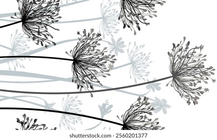 Elegant Gray-Scale Floral Design for Modern Decor