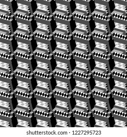 elegant grayscale geometric repeating pattern with rhombuses and triangles in isometric design. for textiles, fabric, backgrounds, wallpapers, backdrops and business templates. pattern swatch at eps. 