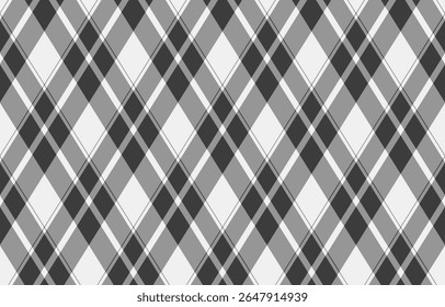 Elegante padrão xadrez em tons de cinza, perfeito para design têxtil, fundos de site ou marca elegante.  As linhas de interseção criam uma textura sofisticada e versátil.