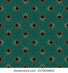 Elegant greek tribal ethnic style seamless pattern with mazes, greek key meander, rhombus. Vector ornamental ancient grecian background. Endless texture. Waffle design for prints, fabric, clothing.