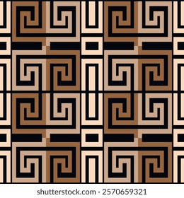 Elegant greek tribal ethnic style seamless pattern with mazes, spiral, greek key meander. Vector ornamental ancient grecian background. Endless texture. Otnate design for prints, fabric, clothing.