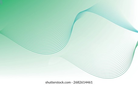 Fondo de onda Abstractas verde elegante con líneas de flujo degradado para el diseño digital moderno y estética minimalista fresca