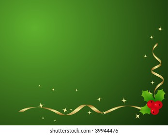 Elegant green background. Christmas Holly. Vector illustration.