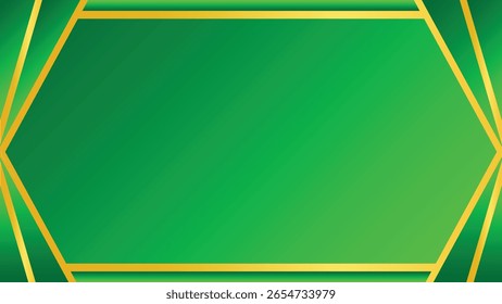 Fundo verde elegante com design de moldura geométrica dourada
