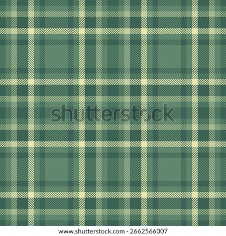 Elegant green and beige plaid pattern.  Seamless texture perfect for textile design, apparel, packaging, or website backgrounds.  Subtle herringbone weave adds depth and visual interest.
