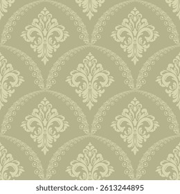 Elegant Green Damask Seamless Pattern for Wallpaper, Fabric, Branding, Packaging, Invitations, Wedding, Home Decor Design