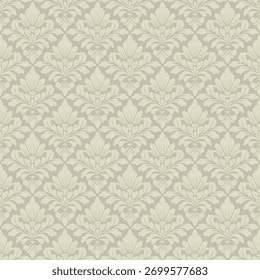 Elegante diseño de Vector de patrón sin fisuras de damasco verde, fondo de patrón de damasco de lujo, Fondo de pantalla de patrón de damasco vintage para decoración clásica.