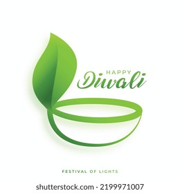 elegant green diwali festival background with creative leaf diya