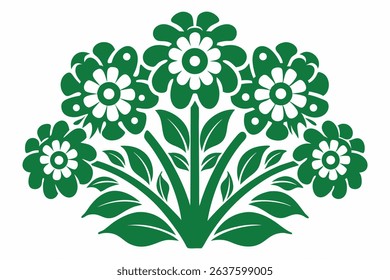 Elegant green floral arrangement transparent design on white background