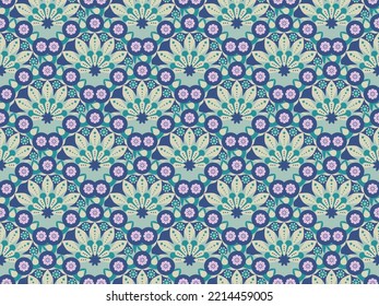 Elegant Green Floral Fan Pattern Design