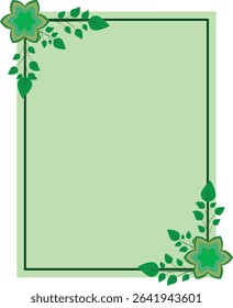 An elegant green floral frame digital art featuring stylized flowers and leaves decorating opposite corners of a light green border on a white background, perfect for invitations or certificates.
