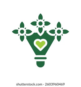 Elegant Green Floral Heart Icon Logo Design