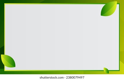 elegant green frame with leaf on white background. vector