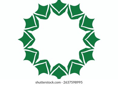 Elegant green geometric design with a transparent circular floral frame